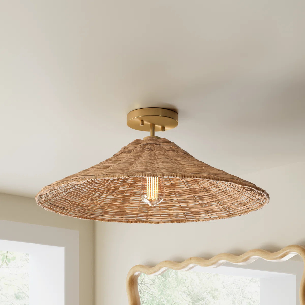 Lilliana 1-Light Ceiling Light in Natural Brass | Wayfair North America