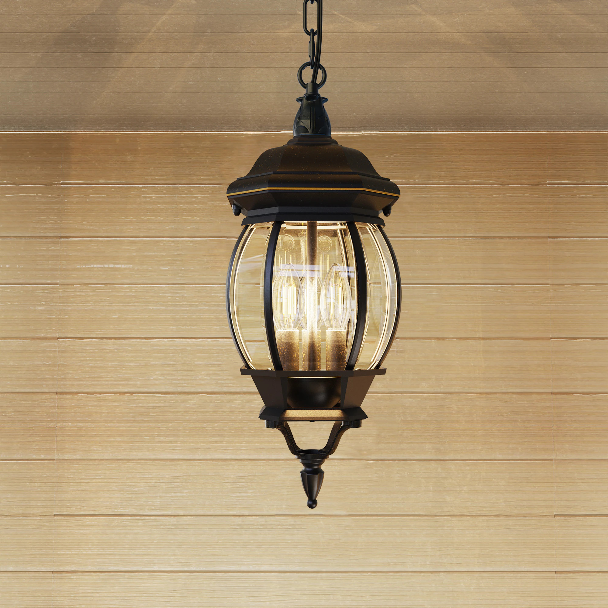 Clavie Outdoor Hanging Lantern,Weatherproof Outdoor Hanging Light 1 -Light 19.69-in H Matte Yellow Plug-in/Hardwired Integrated LED Outdoor Wall Light | Lowe's