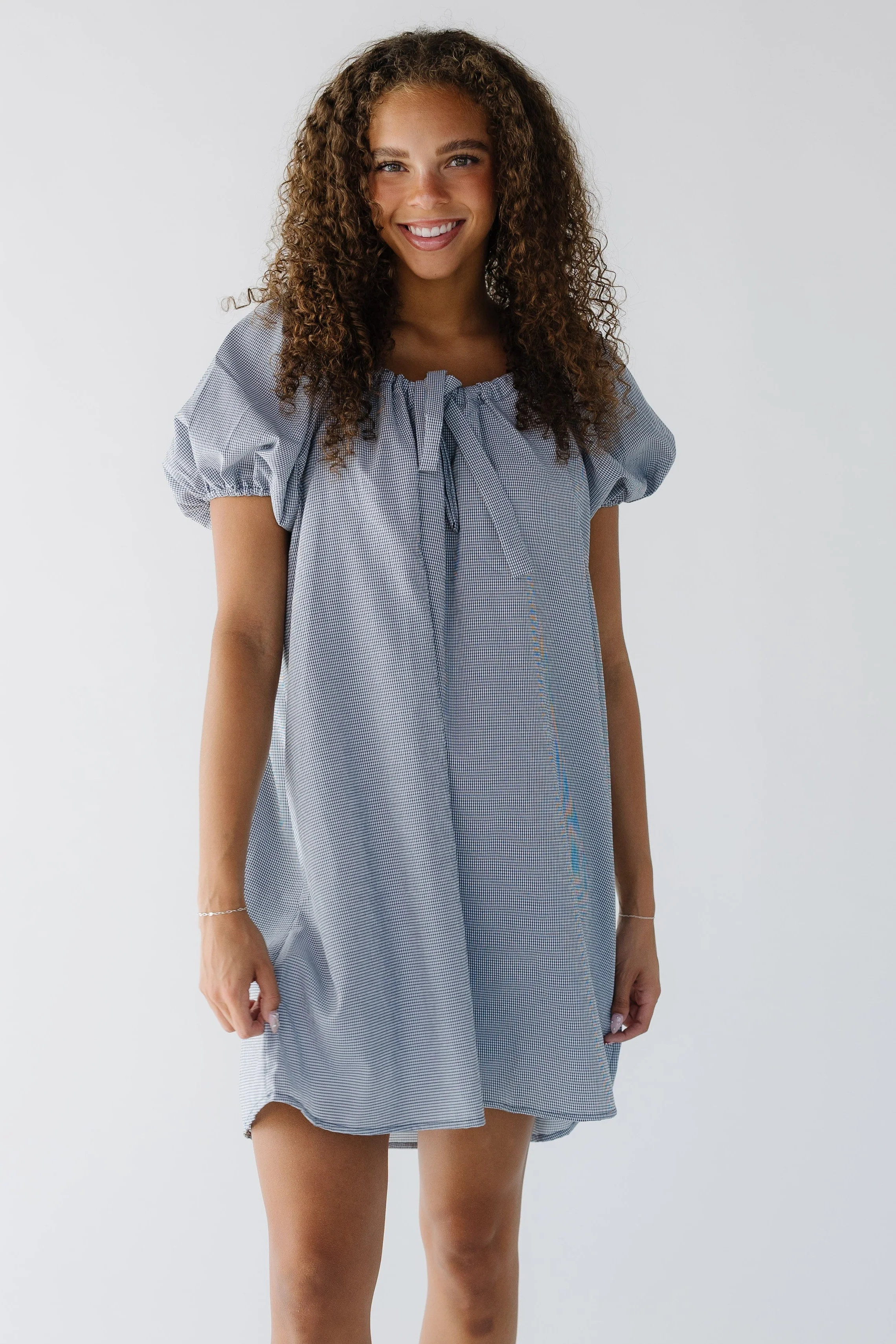 Brass & Roe Modest Gingham Bow Short Dress | Called To Surf