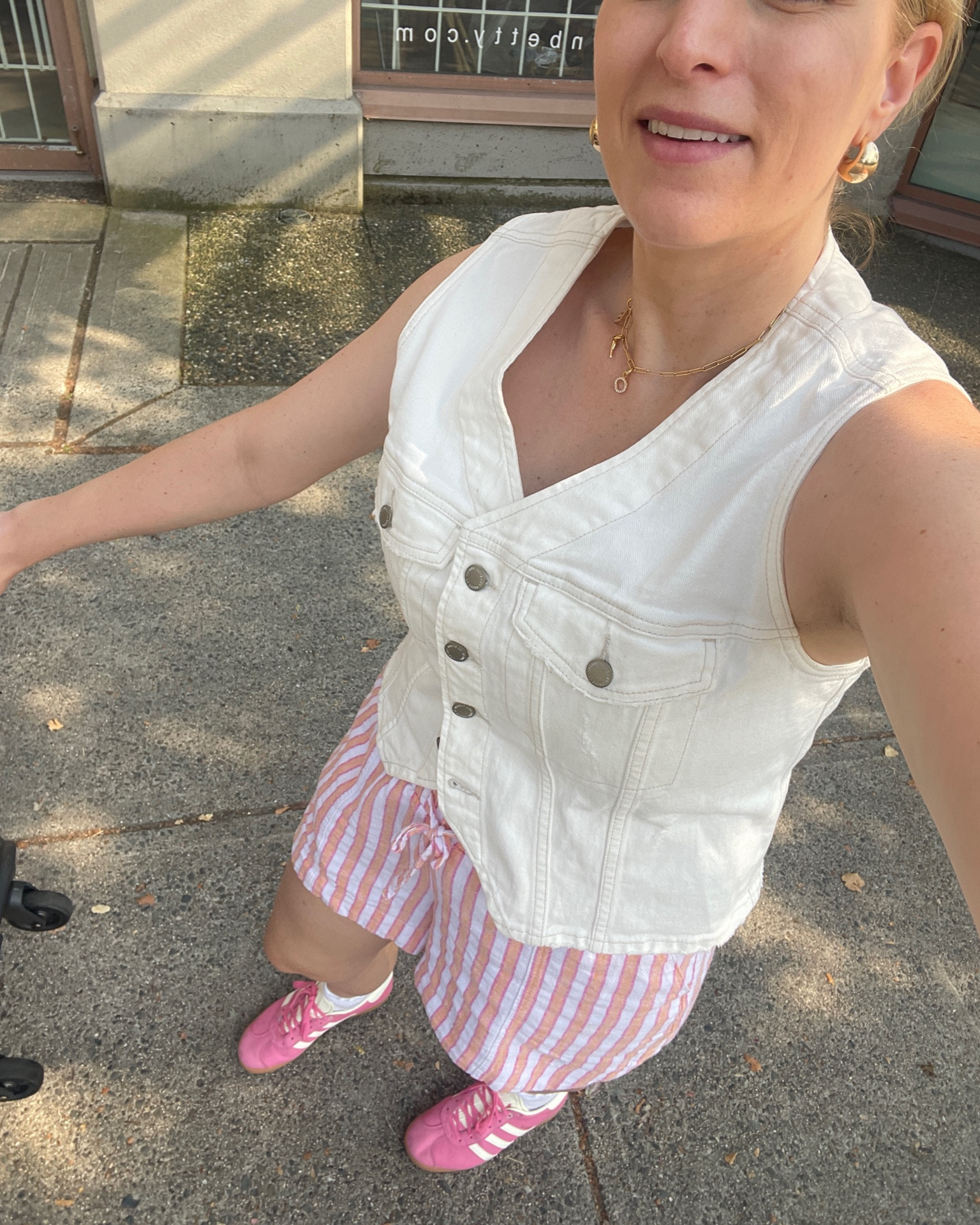 Summer outfit of the day! This vest is so trendy and affordable! 
.
Target finds - free people inspired - adidas - sneakers 

#LTKStyleTip #LTKFindsUnder100 #LTKFindsUnder50