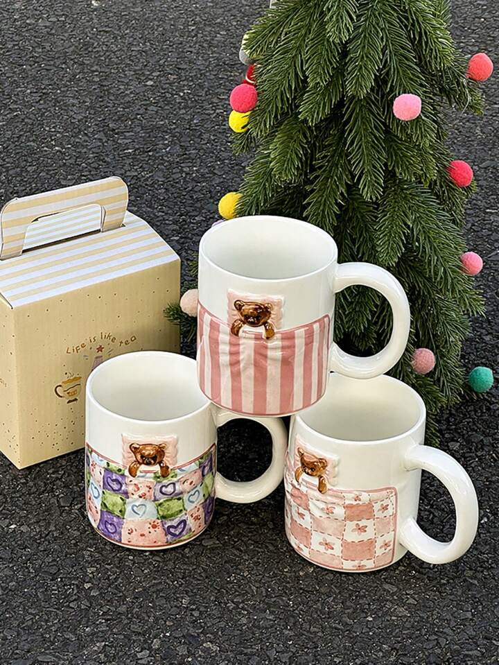 Trends1-Piece 370ml/13oz Cute Sweetheart Bear Ceramic Mug - Adorable High-Quality Minimalist Coff... | SHEIN