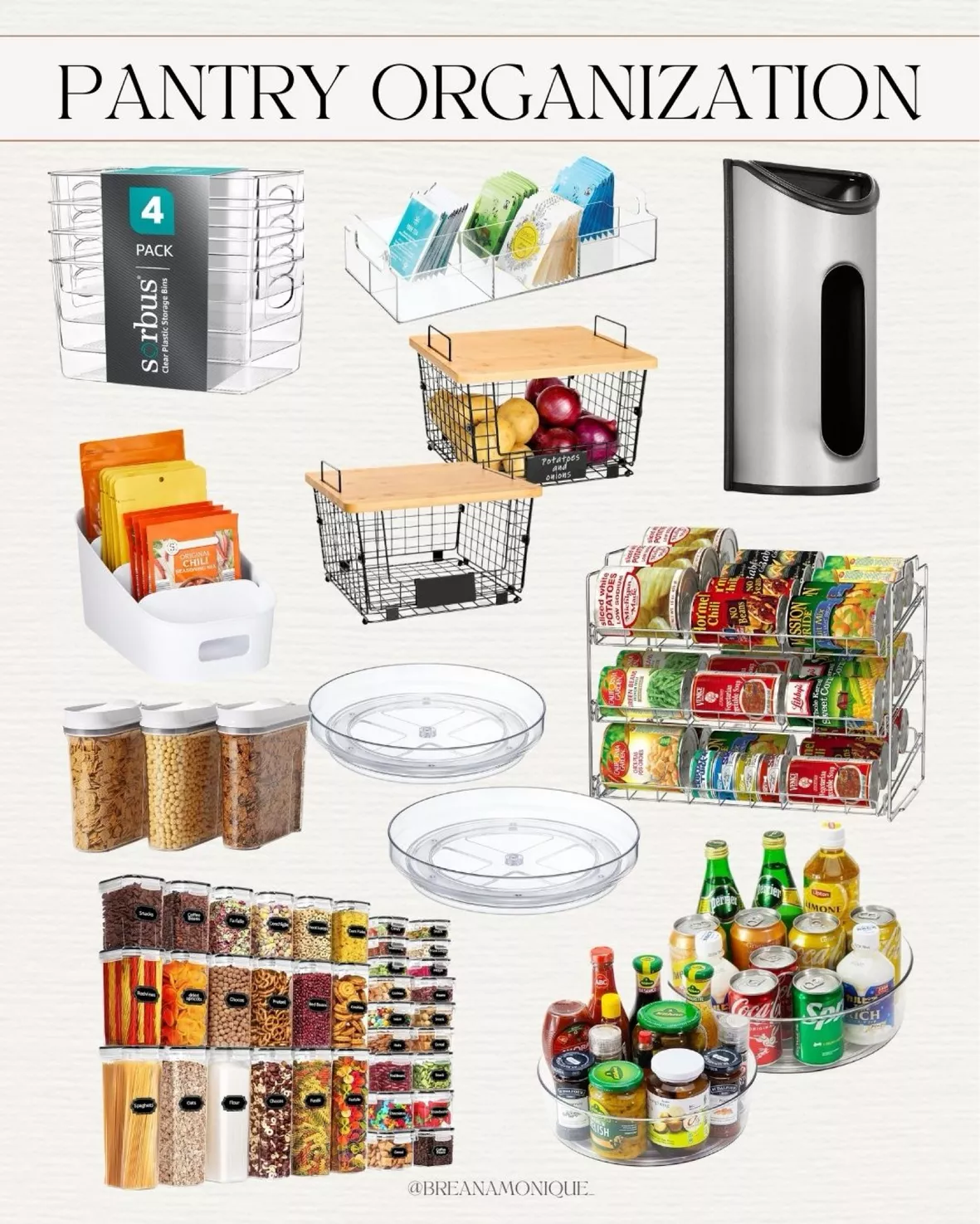 4 Pack Pantry Organization and Storage Bins - Plastic Storage Bins