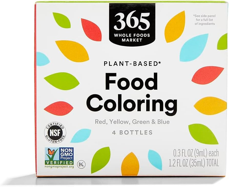 365 by Whole Foods Market, Plant-Based Food Coloring (Red, Yellow, Green & Blue Bottles), GLuten-... | Amazon (US)