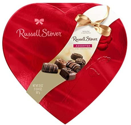 Russell Stover Red Foil Heart Box of Valentines Assorted Chocolates, 20 Ounce (35 Pieces) | Amazon (US)