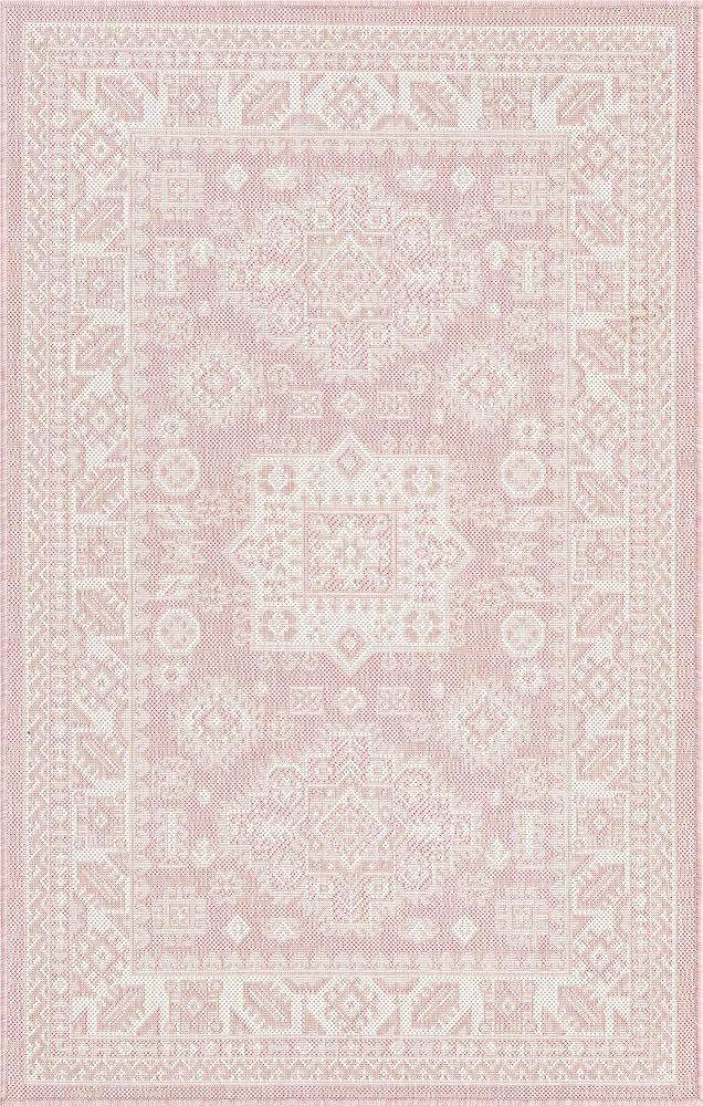 Unique Loom Outdoor Aztec Collection Area Rug - Chalca (3' 3" x 5' 3" Rectangle, Pink/ Ivory) | Amazon (US)