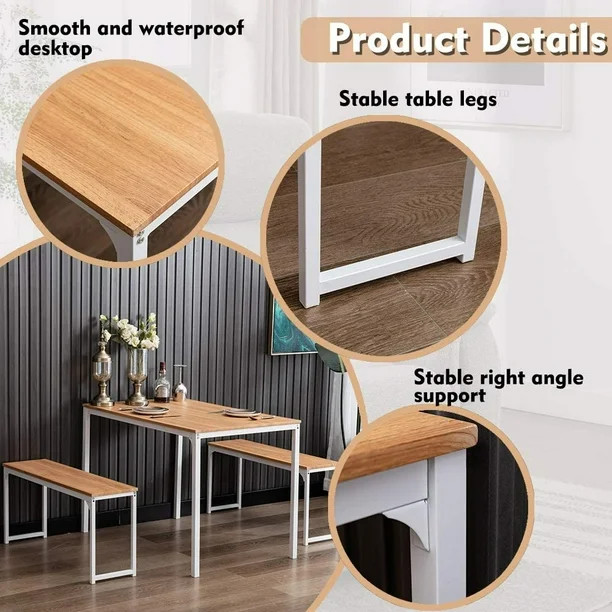 Bonzy patio furniture set type 3 Pcs Outdoor/Kitchen 29.5'' H Wooden Table Set with 2 Benches 4-S... | Walmart (US)