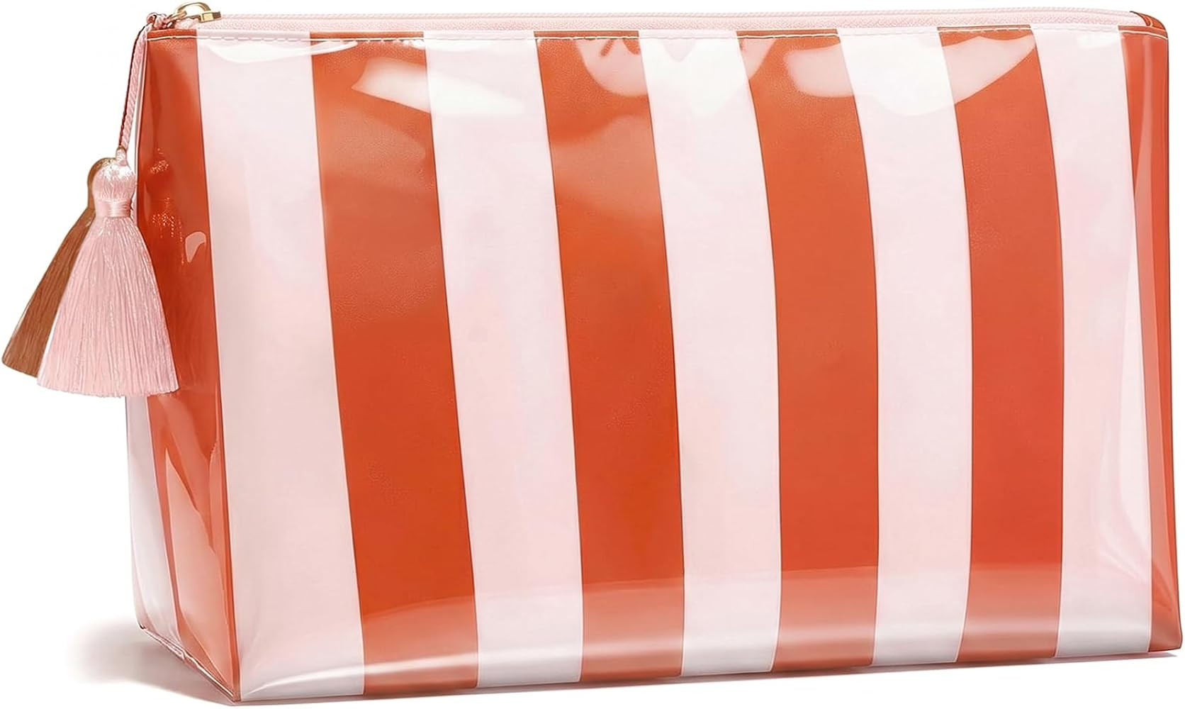 Striped Clear Sunscreen Bags for Beach Pool,Preppy Makeup Bag for Women,Sun Bag Waterproof Travel... | Amazon (US)