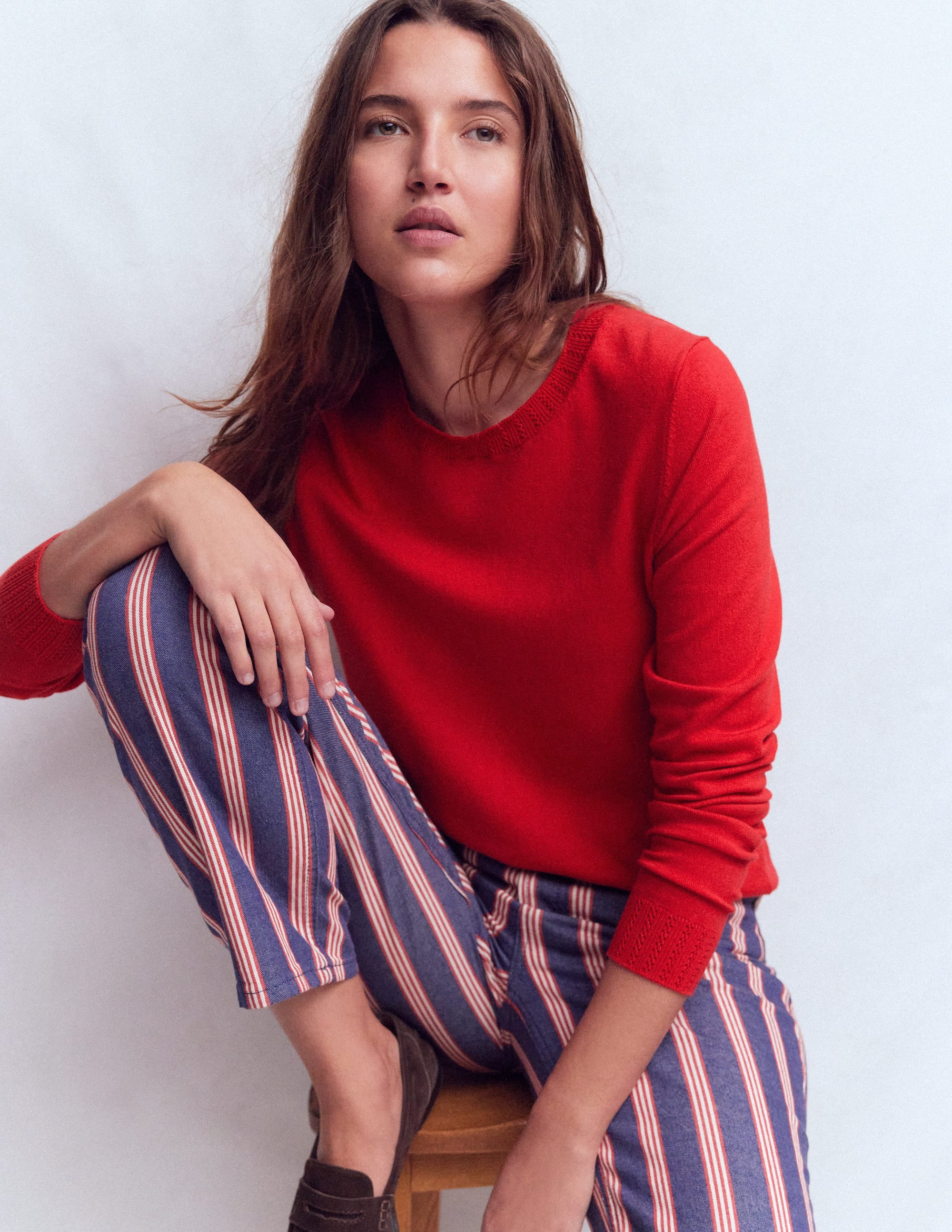 Emilia Cotton Crew Jumper-Merida Red | Boden UK