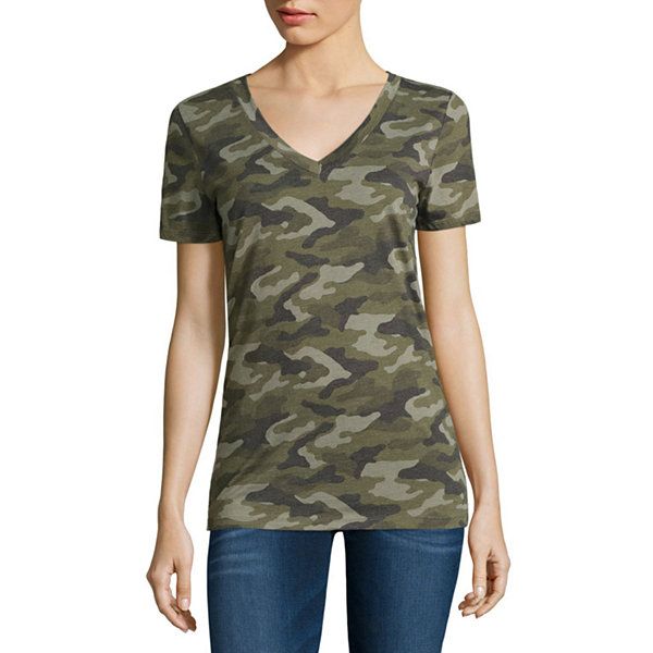 Arizona Short Sleeve V Neck T Shirt Juniors JCPenney | JCPenney