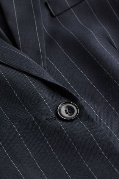 Single-breasted blazer - Dark blue/Pinstriped - Ladies | H&M GB | H&M (UK, MY, IN, SG, PH, TW, HK)