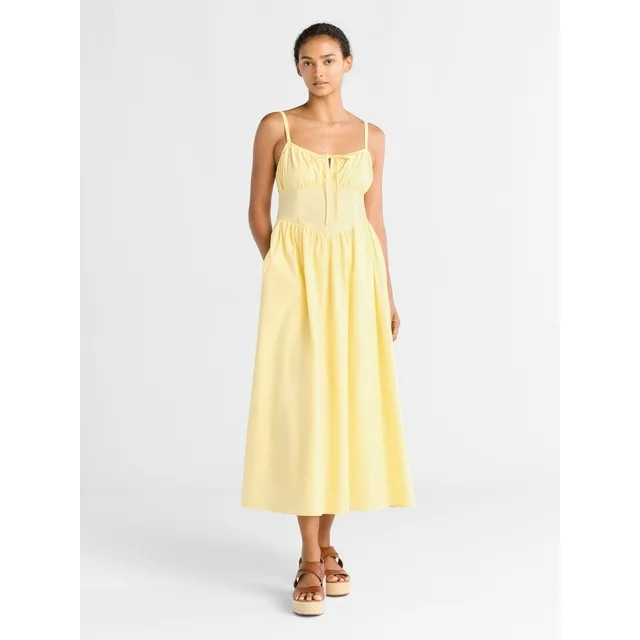 Free Assembly Women's Cotton Milkmaid Corset Maxi Dress, Sizes XS-XXXL | Walmart (US)