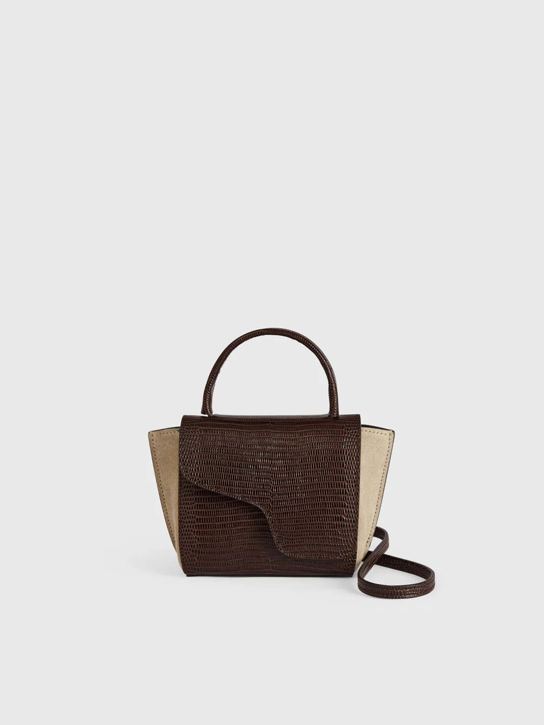 Montalcino Avena/Walnut Suede/Printed Lizard Mini handbag | ATP Atelier | Official Site | ATP Atelier