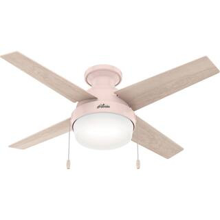 Hunter Ristrello 44 in. Indoor Blush Pink Low Profile Ceiling Fan with Light Kit | The Home Depot