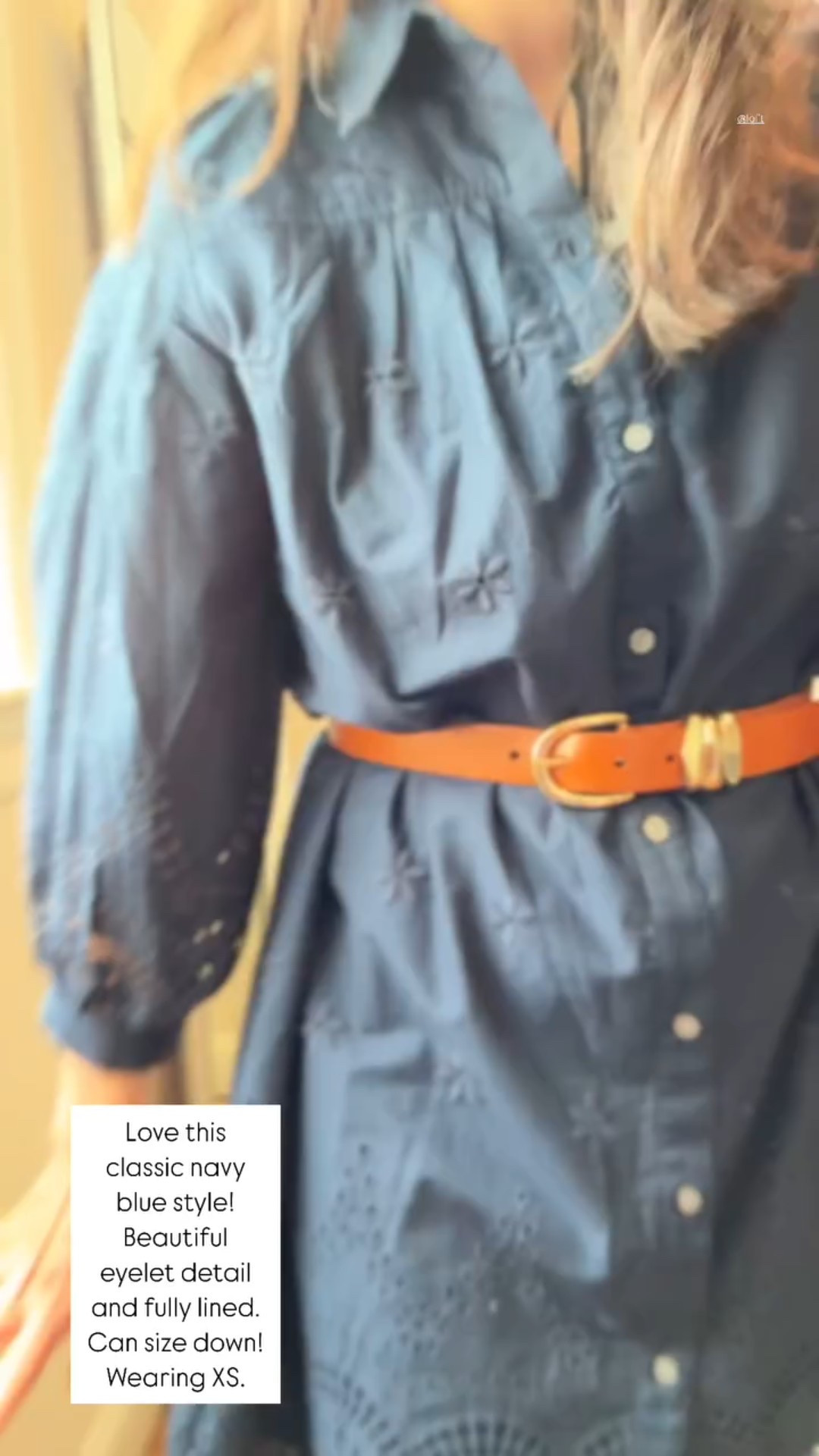 Love this classic navy blue style! Beautiful eyelet detail and fully lined. Can size down! Wearing XS.  @loft