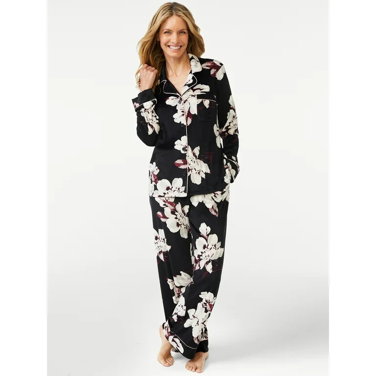 Joyspun Women's Velour Knit Pajama Set, 2-Piece, Sizes up to 3X - Walmart.com | Walmart (US)