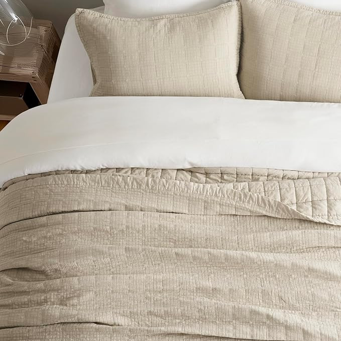 Stonewashed Cotton Quilt Set Full Queen Size, Ultra Soft Oversized Bedspread Coverlet Set, Lightw... | Amazon (US)