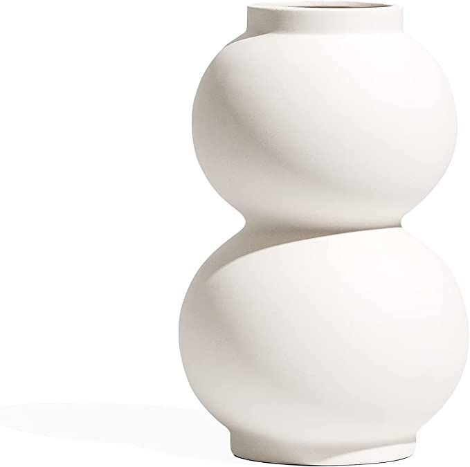 Ceramic Vase for Home Decor, Modern White Flower Vase, Nordic Minimalism Style Decoration Vase fo... | Amazon (US)