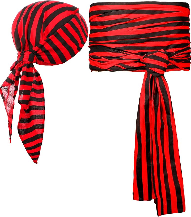 SATINIOR Halloween Pirate Costume Accessories Medieval Costume Bandana Headscarf,Sash Belt for Wo... | Amazon (US)