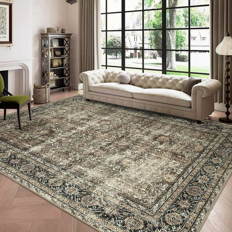 Berthmeer 271852742046 Vintage series 2024 Polyester Rectangle Area Rug, B1-Brown 9' x 12' | Walmart (US)