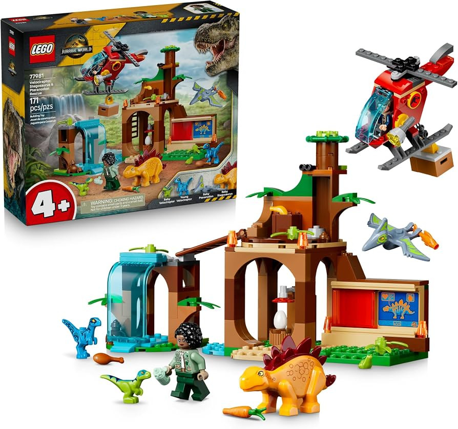 LEGO Jurassic World Velociraptor, Stegosaurus & Pteranodon Rescue 77981 | Amazon (US)