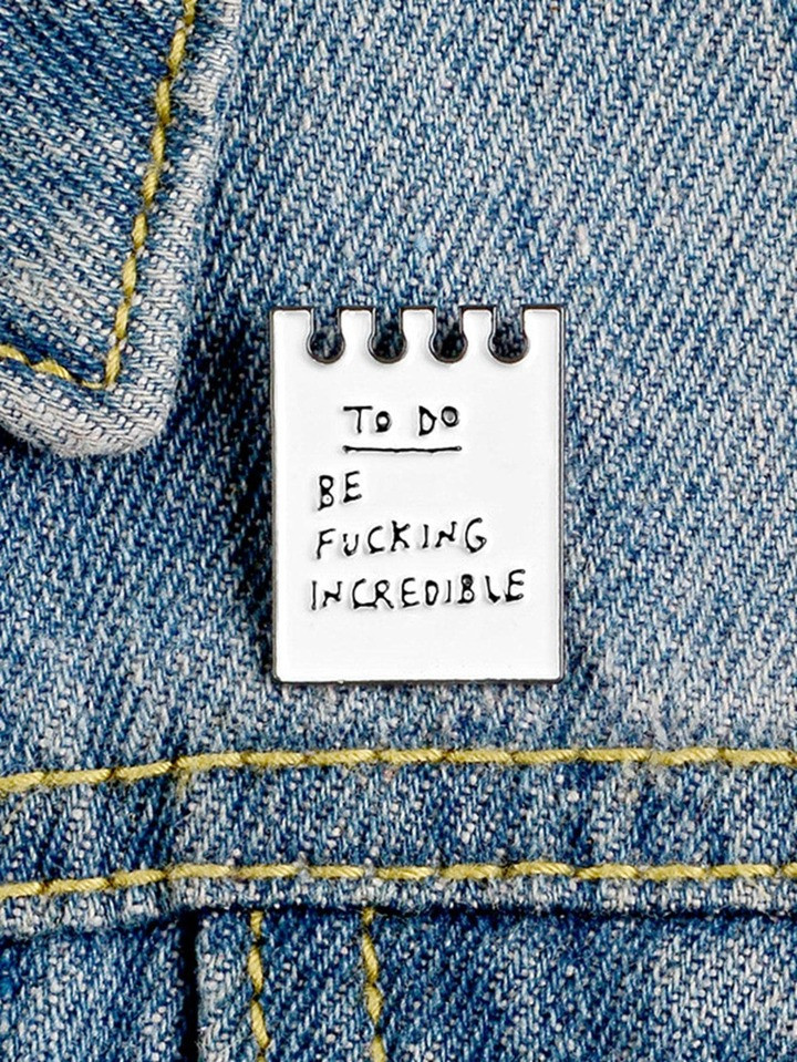 1pc Fashion Zinc Alloy Slogan Graphic Sticky Note Design Brooch For Women For Daily Decoration | ... | SHEIN