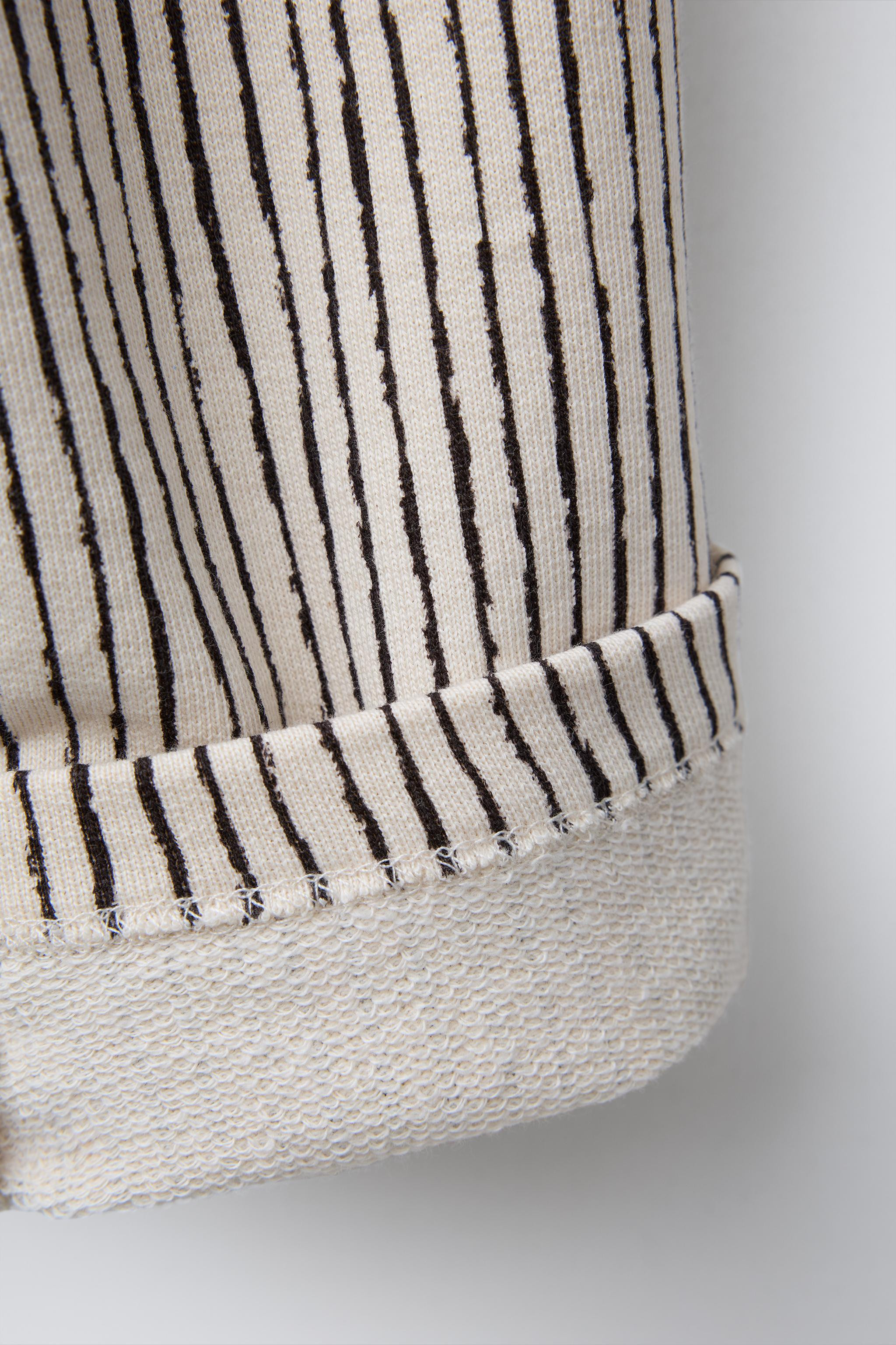 STRIPED FLEECE STRAIGHT-LEG PANTS | Zara US