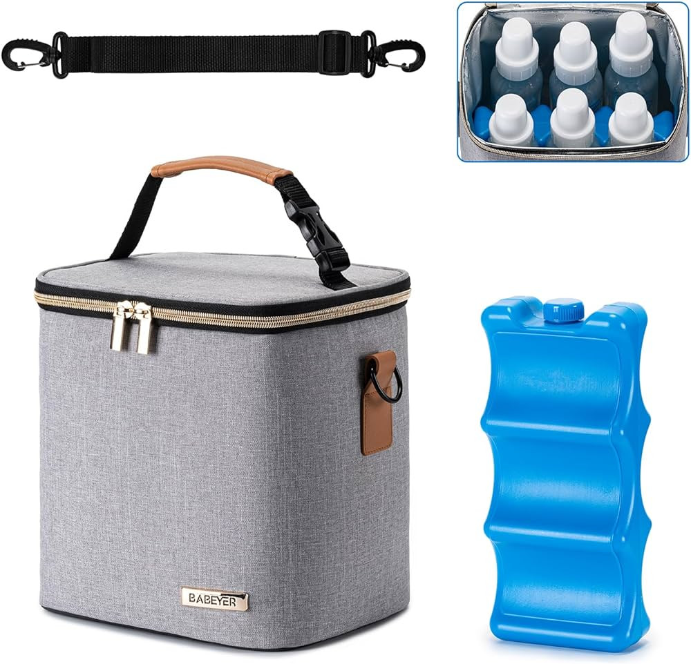 BABEYER Breastmilk Cooler Bag with Ice Pack Fits 6 Baby Bottles Up to 9 Ounce, Baby Bottle Bag wi... | Amazon (US)