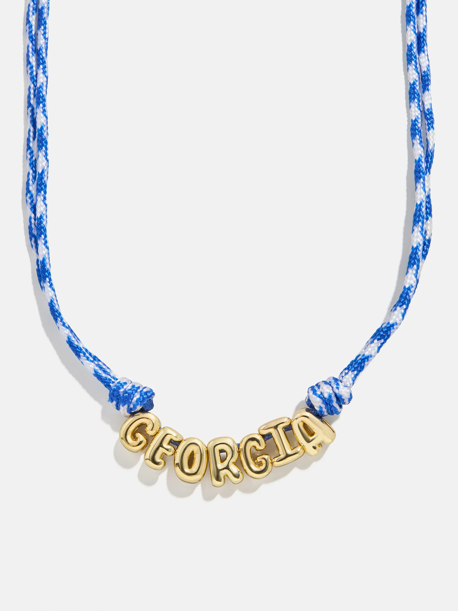 Bubble Letter Custom Paracord Necklace - Blue/White | BaubleBar