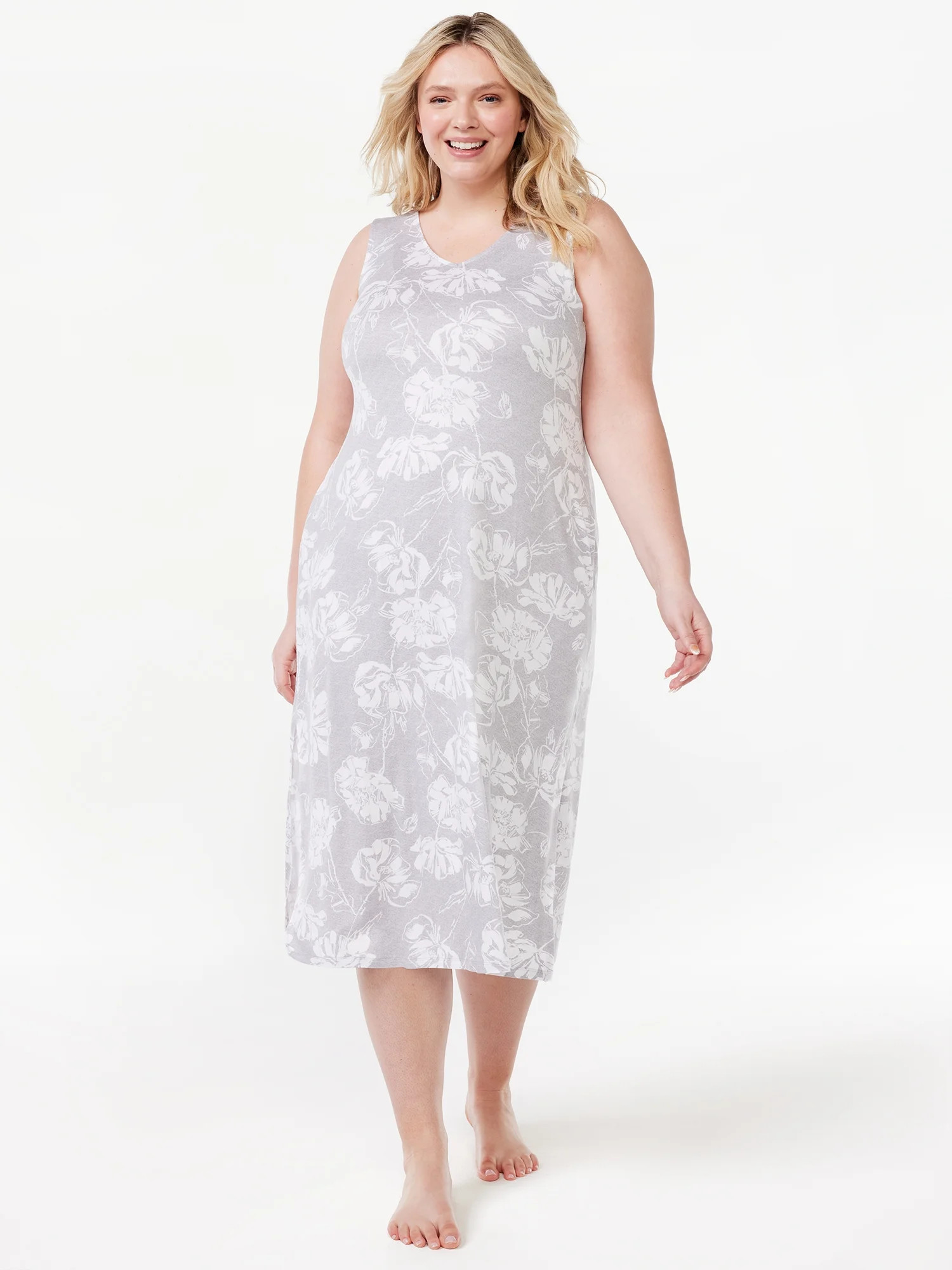 Joyspun Women's Sleeveless Midi Sleep Chemise, Sizes S to 4X | Walmart (US)
