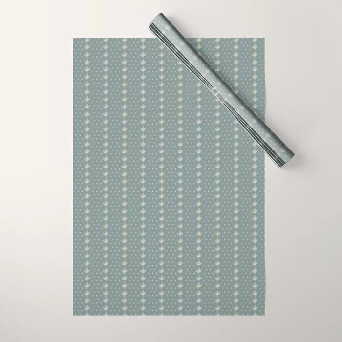 Coastal Botanical Dots in Seafoam Wrapping Paper | Society6