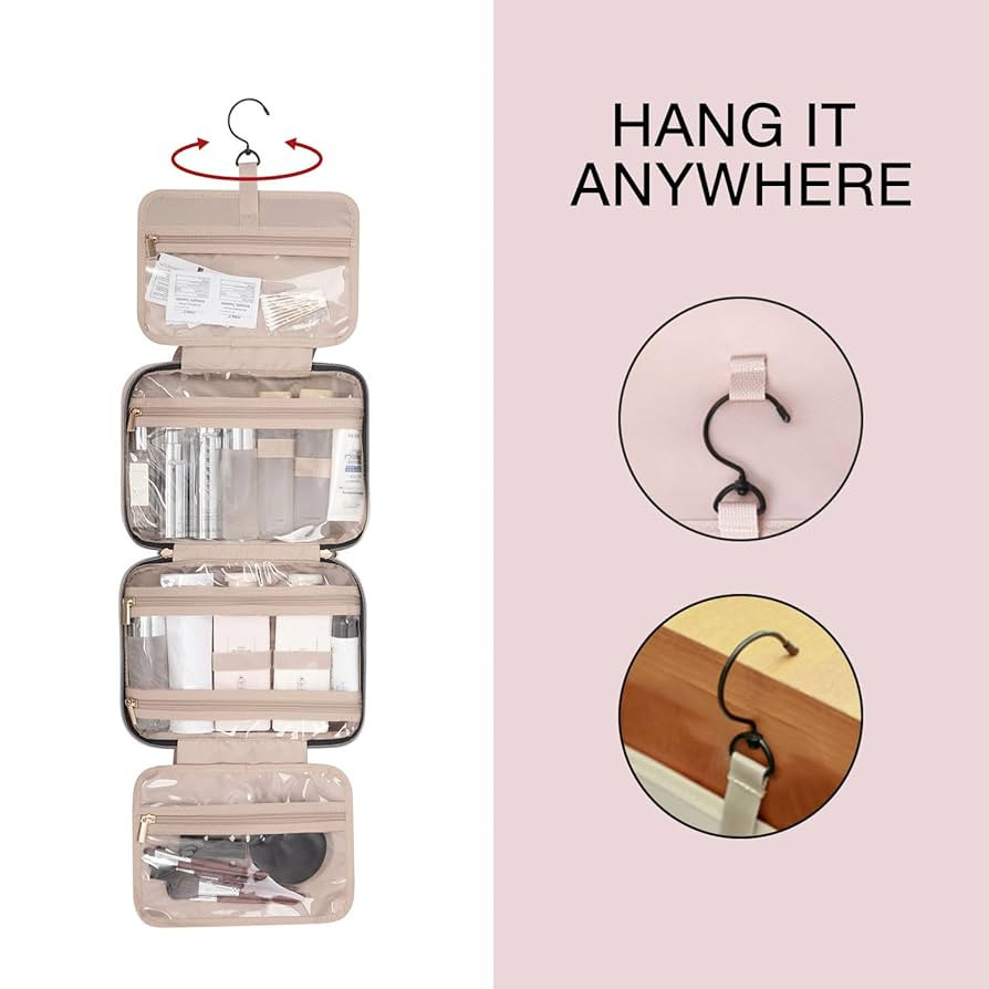 BAGSMART Toiletry Bag Travel Bag with Hanging Hook, Water-resistant Makeup Cosmetic Bag Travel Or... | Amazon (US)