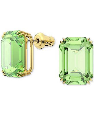 Swarovski Gold-Tone Millenia Green Stone Stud Earrings - Macy's | Macy's