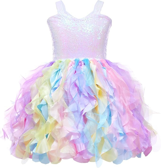 Tutu Dress for Girls Sparkly Sequin Tulle Princess Birthday Party Dress for Toddler Girls Prom Sn... | Amazon (US)