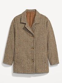 Soft-Brushed Houndstooth Plaid Button-Front Car Coat for Women | Old Navy (US)