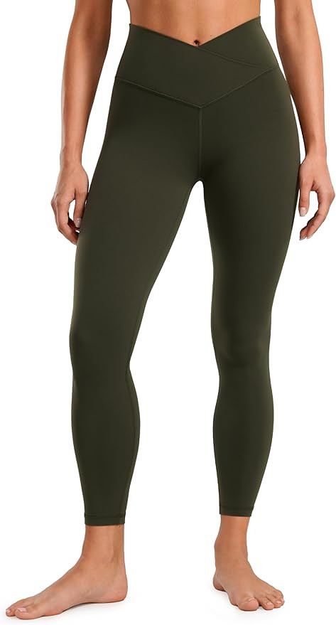CRZ YOGA Womens Butterluxe Cross Waist Workout Leggings 25 Inches - V Crossover High Waisted Gym ... | Amazon (US)