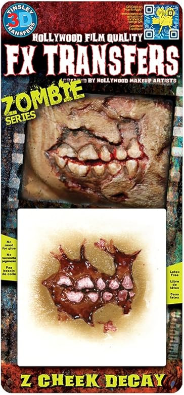 Tinsley Transfers Zombie Cheek Decay Temporary 3D Tattoo Kit | Amazon (US)