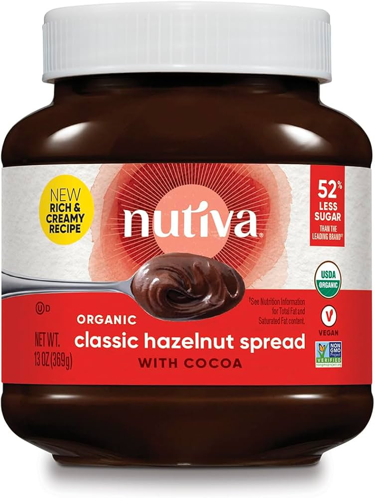 Nutiva Organic Vegan Hazelnut Spread, Classic Chocolate, 13 Oz, USDA Organic, Non-GMO, Fair Trade... | Amazon (US)