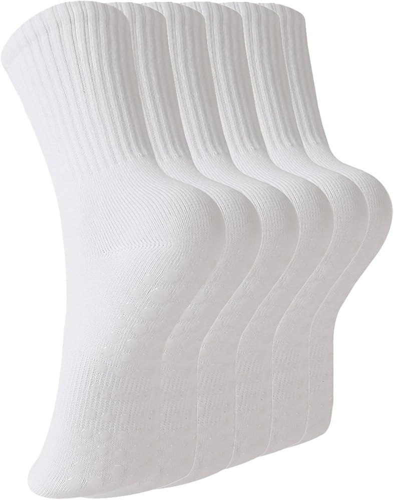 BONANGEL Pilates Socks with Grips for Women, 3 Pairs Womens Grippy Yoga Ballet Barre Hospital Gym... | Amazon (US)