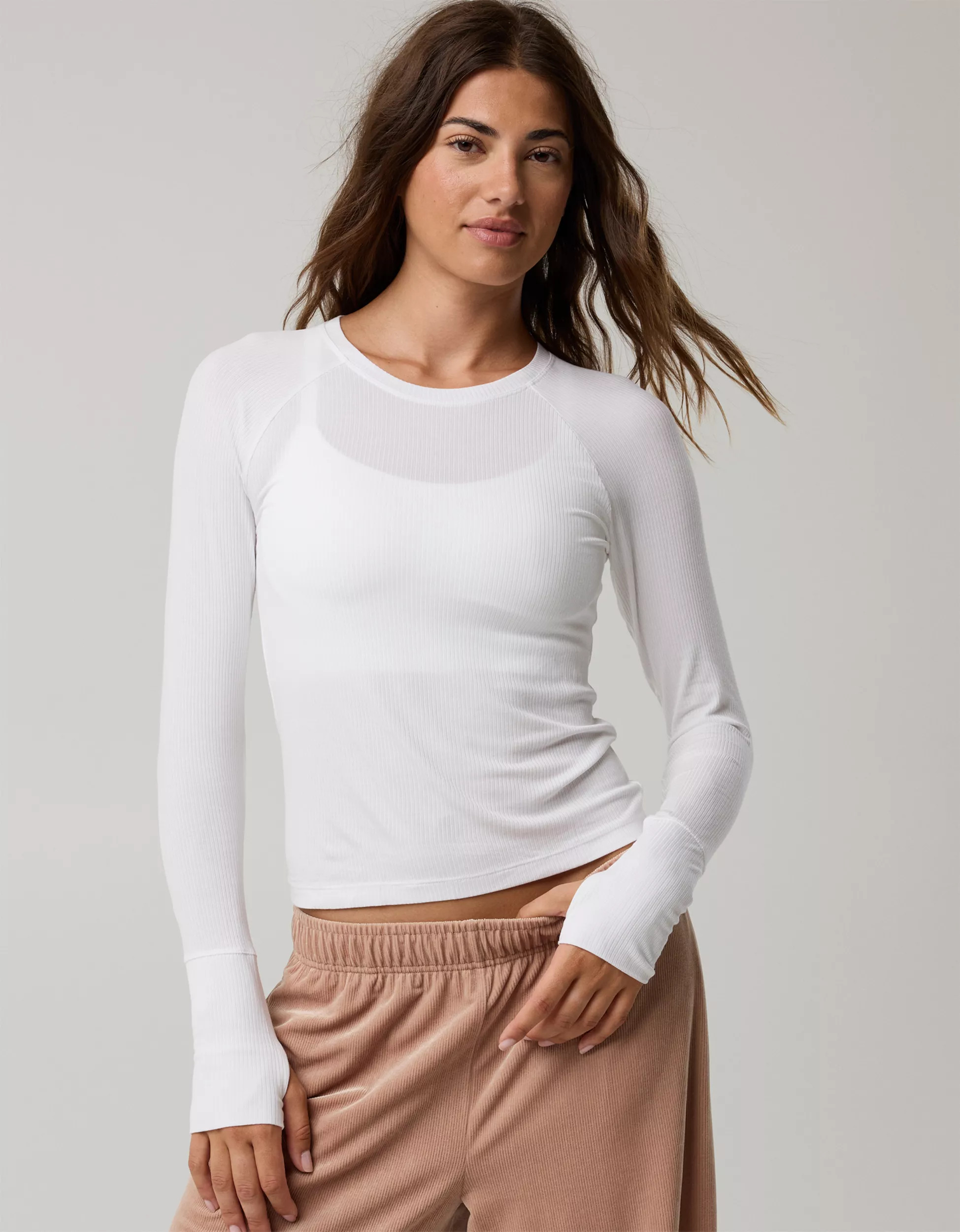 OFFLINE By Aerie Thumbs Up Fitted Ribbed T-Shirt | Aerie