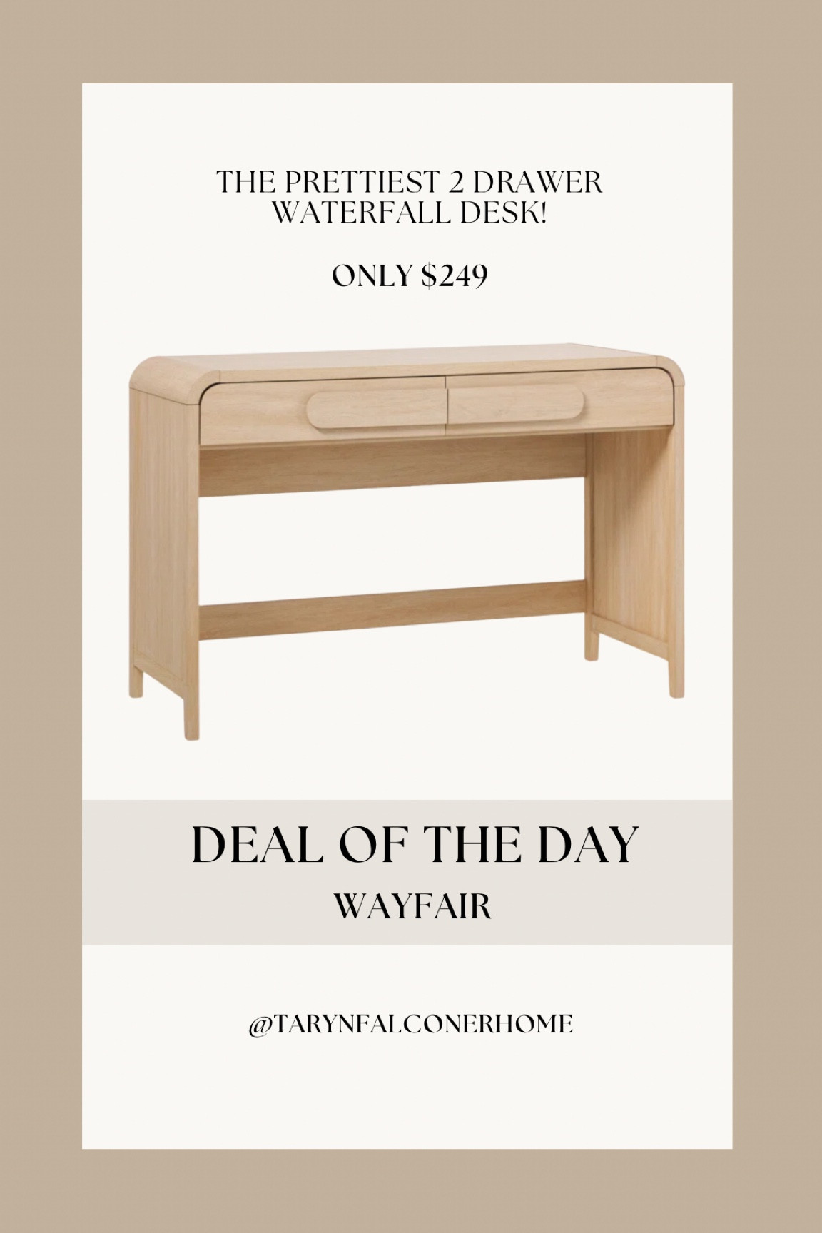 The prettiest little 2 drawer waterfall desk!

#desk #office #console #neutralhome #budgetfriendly #affordablehomefind 

#LTKcasa

#LTKSaleAlert #LTKHome