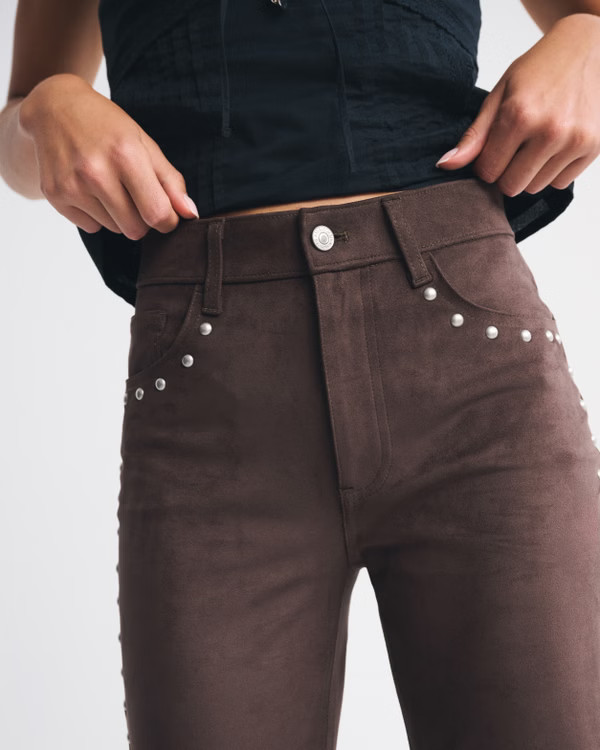 High Rise 90s Relaxed Vegan Suede Pant | Abercrombie & Fitch (US)