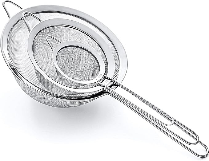 Proto Future Strainer Set Fine Mesh – Premium 304 Stainless Steel (18/8) – 3.3″, 5.5″ and... | Amazon (US)