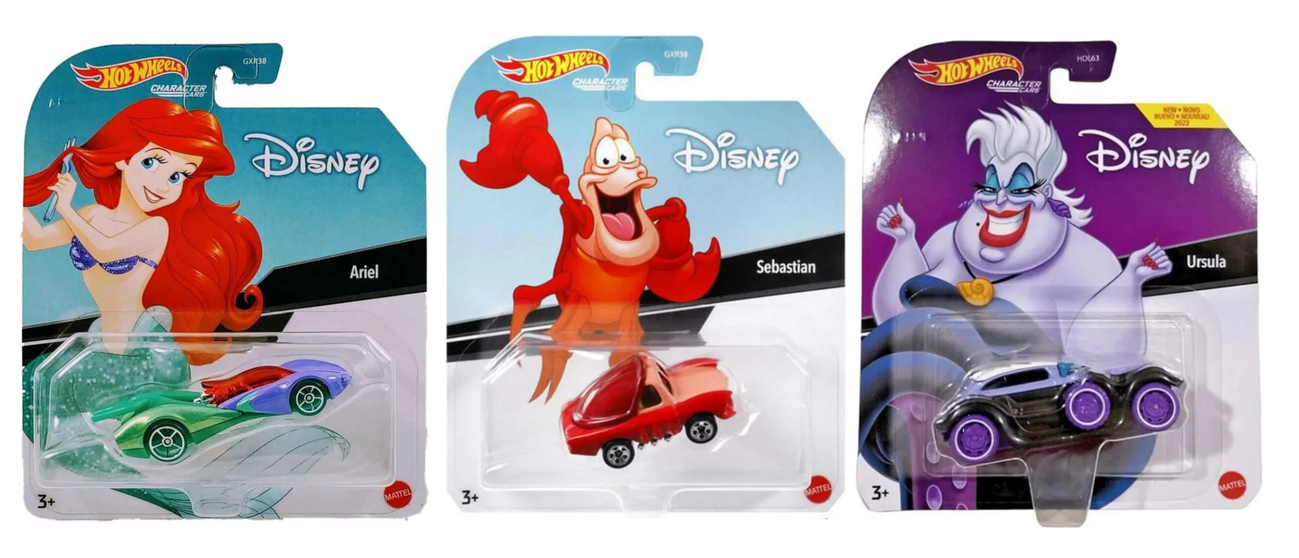 Hot Wheels Disney Character Cars Collection, The Little Mermaid Set of 3 Die-Cast Vehicles, Ages ... | Walmart (US)