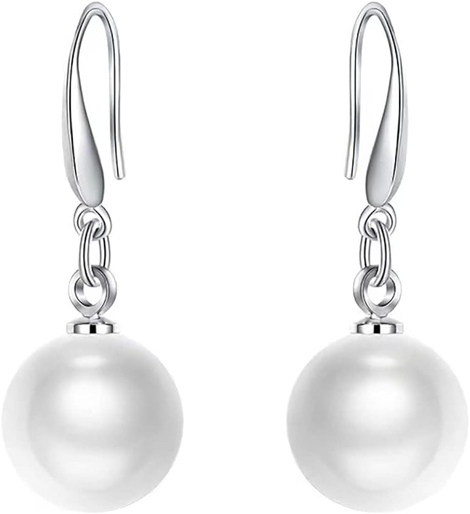 Sterling Silver Big Pearl Earrings for Women Freshwater Cultured Pearls Dangle Drop Earring Jewel... | Amazon (US)