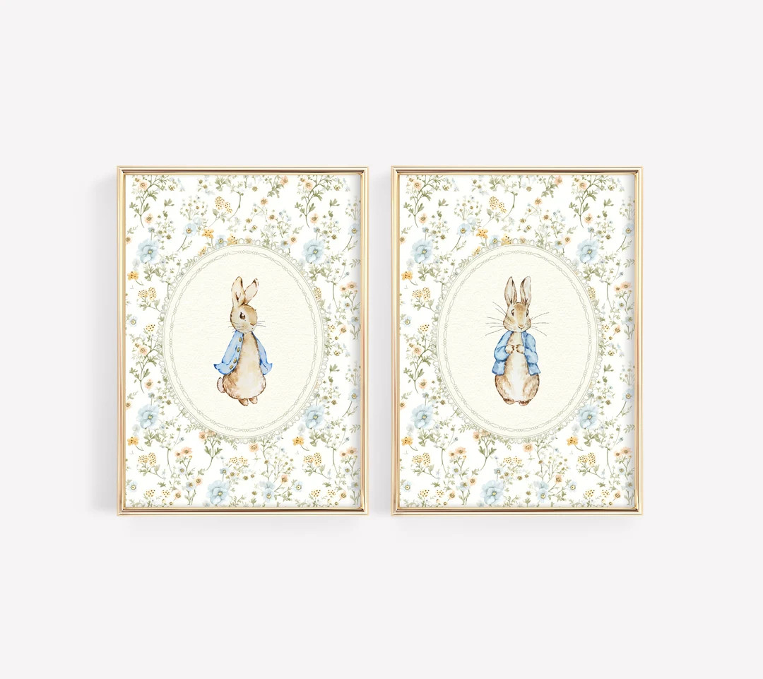 Peter Rabbit Nursery Decor, Vintage Peter Rabbit Print, Gender Neutral Nursery Art, Cottagecore D... | Etsy (US)