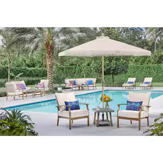 Hampton Bay Beachside 3-Piece Rope Look Steel Outdoor Patio Bistro Set with CushionGuard Almond T... | The Home Depot