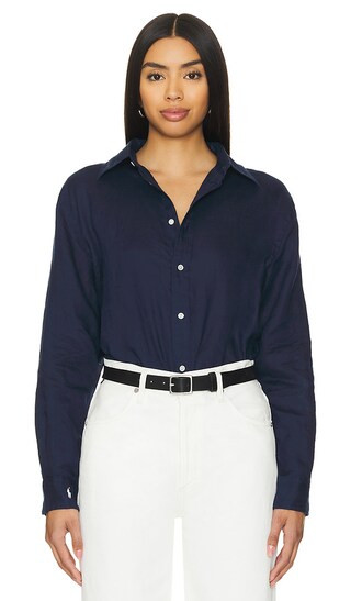 Button Front Shirt in Newport Navy | Revolve Clothing (Global)