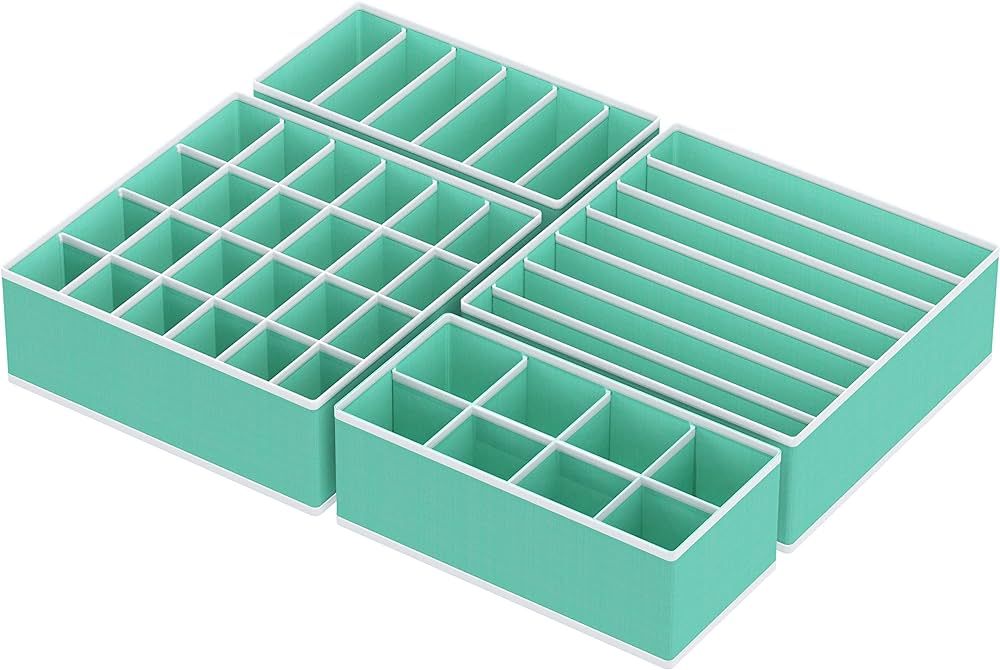 Simple Houseware Closet Underwear Organizer Drawer Divider 4 Set, Turquoise | Amazon (US)