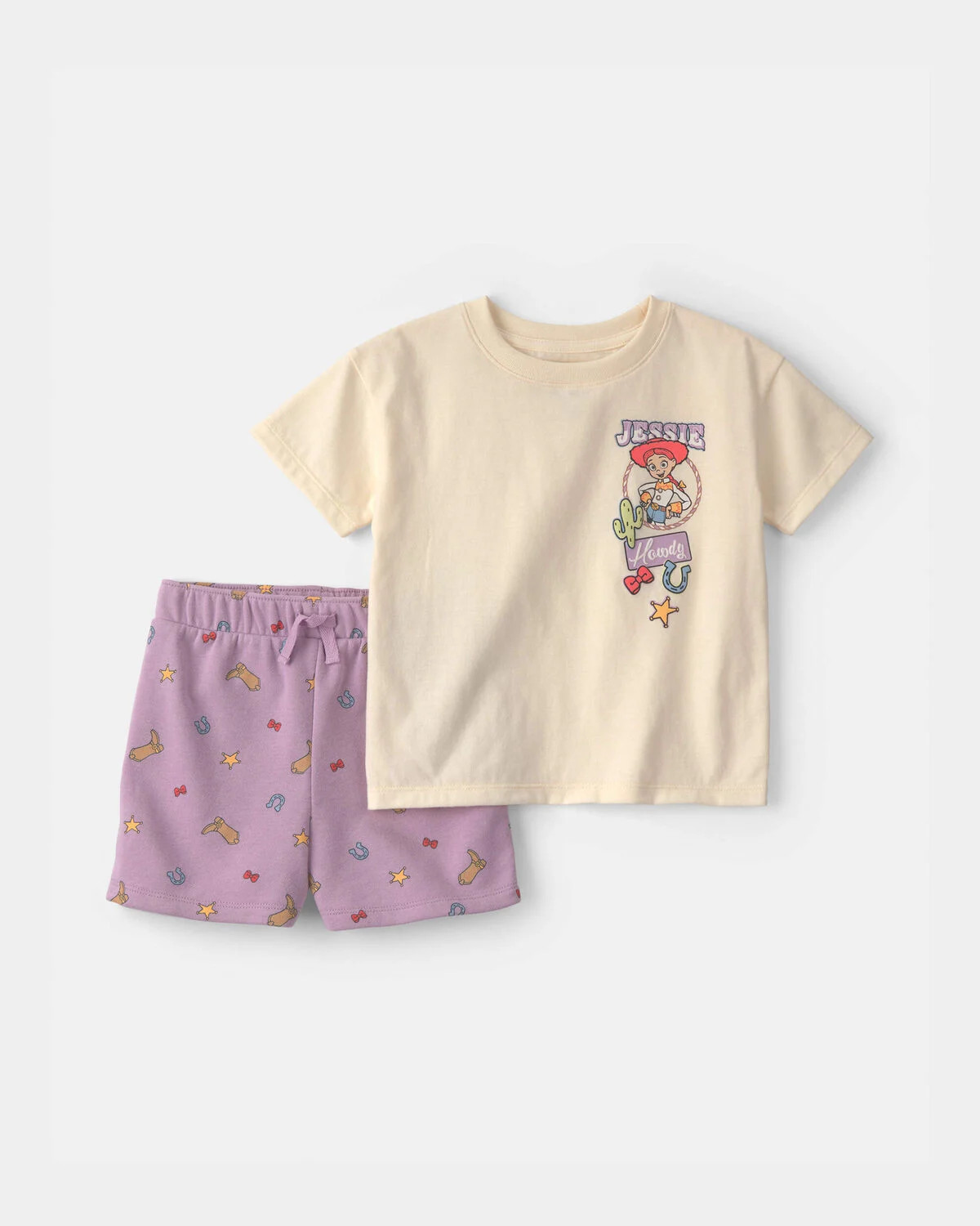 Toddler Girl 2-Piece Pixar\u00a9 Toy Story French Terry Short-Sleeve Top & Short Set - Purple/Cre... | Carter's Inc