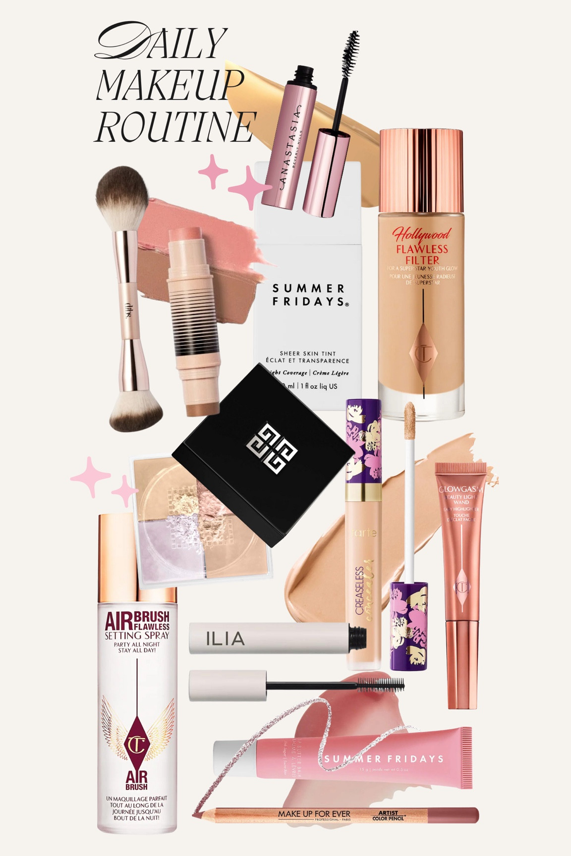 Concealer: light sand
Foundation: shade 3
Blush: she’s giving
Setting Powder: shade 2
Dibs code BRE / shade 3
Lip liner: anywhere caffeine 
Lipgloss: summer Fridays 
Setting spray 

#LTKbeauty